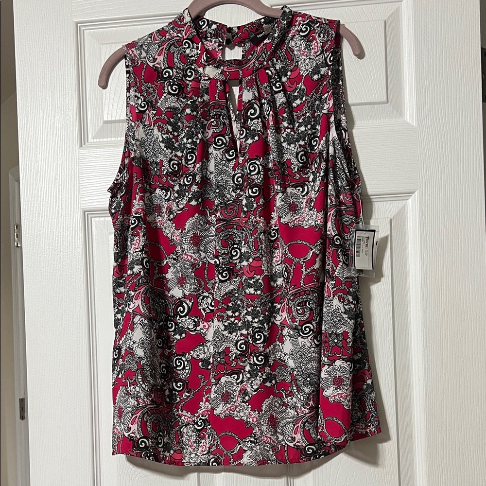 Nine West Women's Chic Sleeveless Paisley Top w/ Key-hole neckline NWT